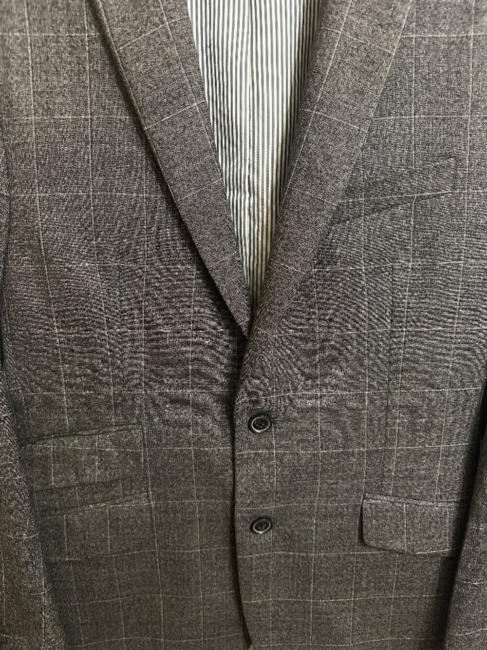 Banana Republic Slim Fit Gray Windowpane Marzotto Italian Wool Sport Coat - Picture 4 of 8